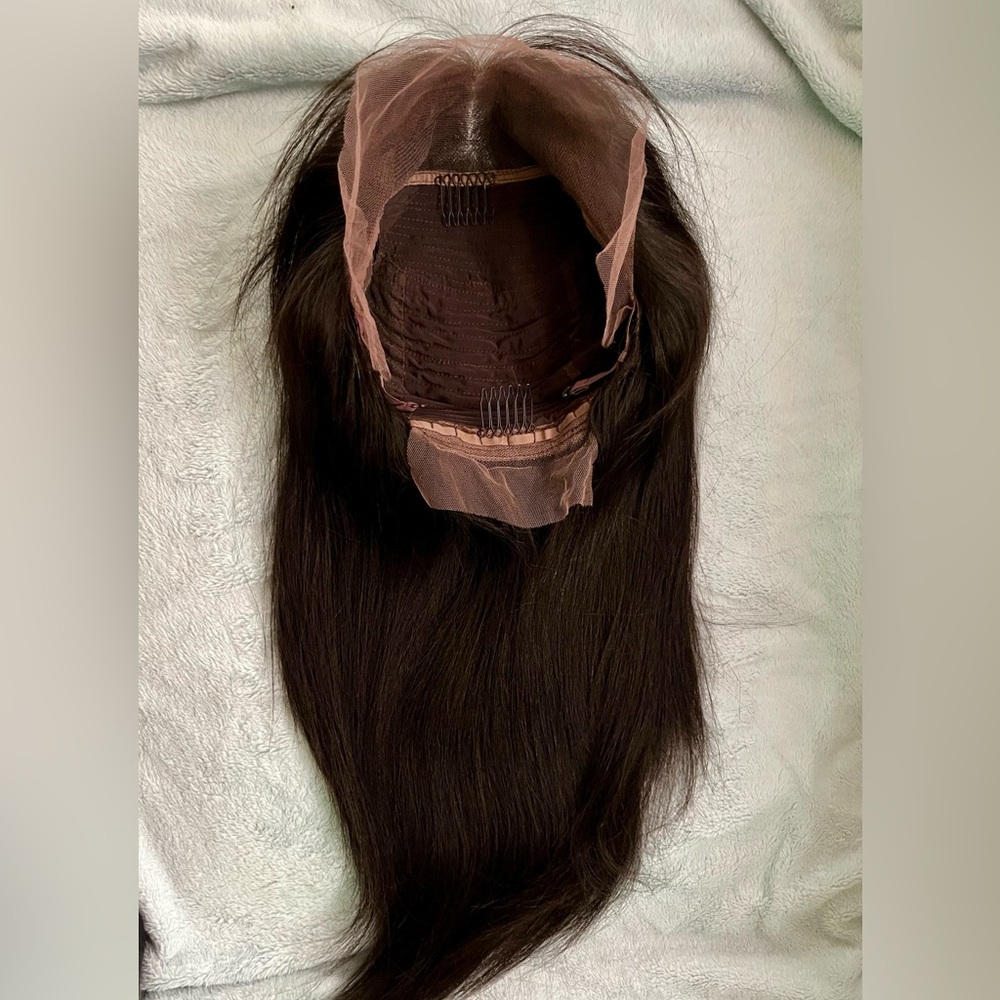 100% human hair lace front free part new wig kinky straight 24 natural